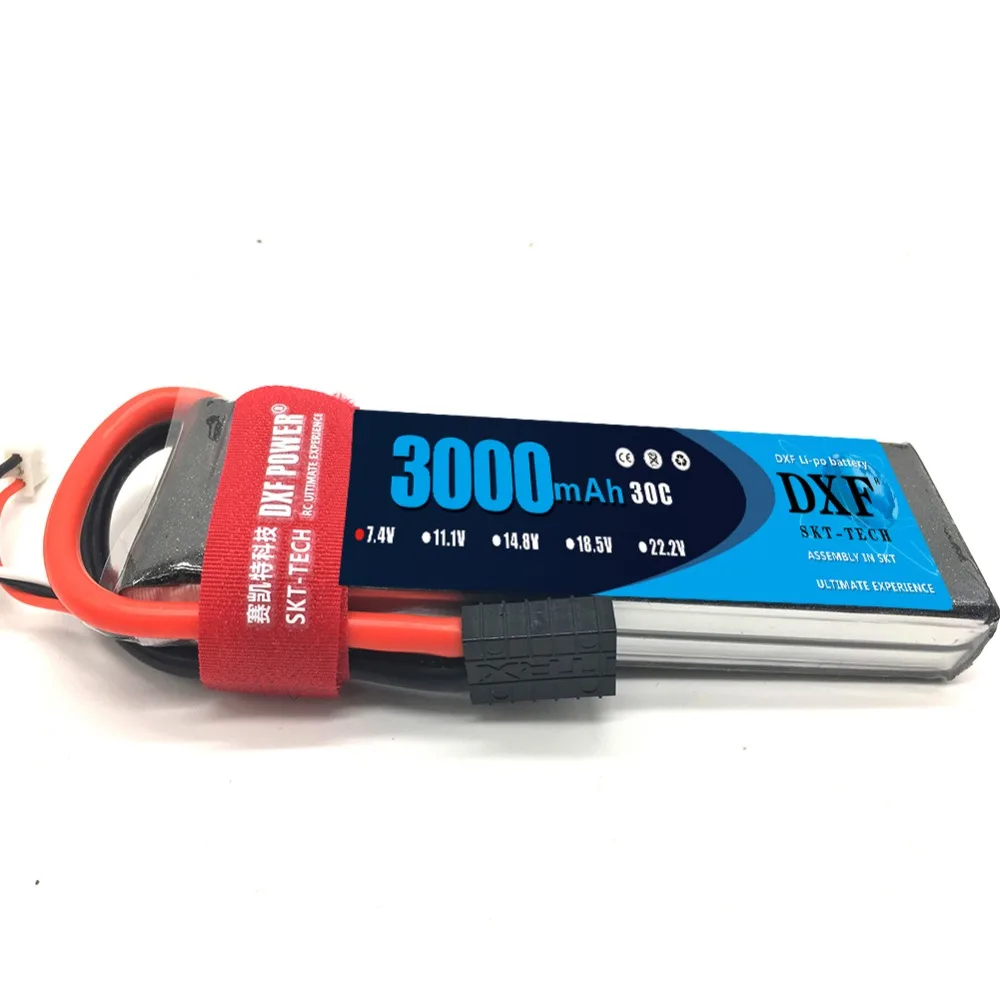 DXF Li-Poly батарея 7 4 V 3000mAh 2S 30C MAX 60C 1/10 RC автомобиль Lipo Bateria Мультикоптер Квадрокоптер