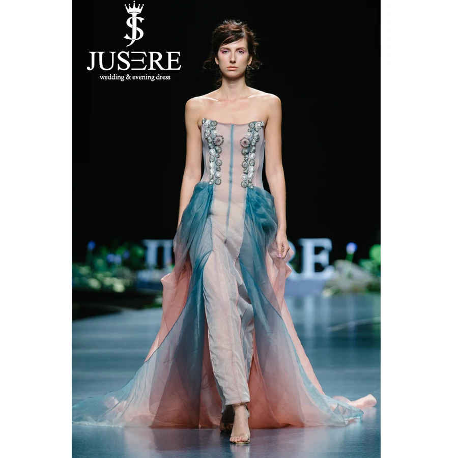 JUSERE показ мод сексуальная прозрачная прямое платье на выпускной ручной