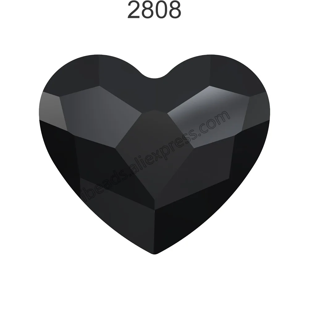 1 шт.) оригинальные кристаллы от Swarovski 2808 сердце с плоской задней частью без горячей фиксации Стразы для женщин украшения для ногтей - Цвет: Jet 280