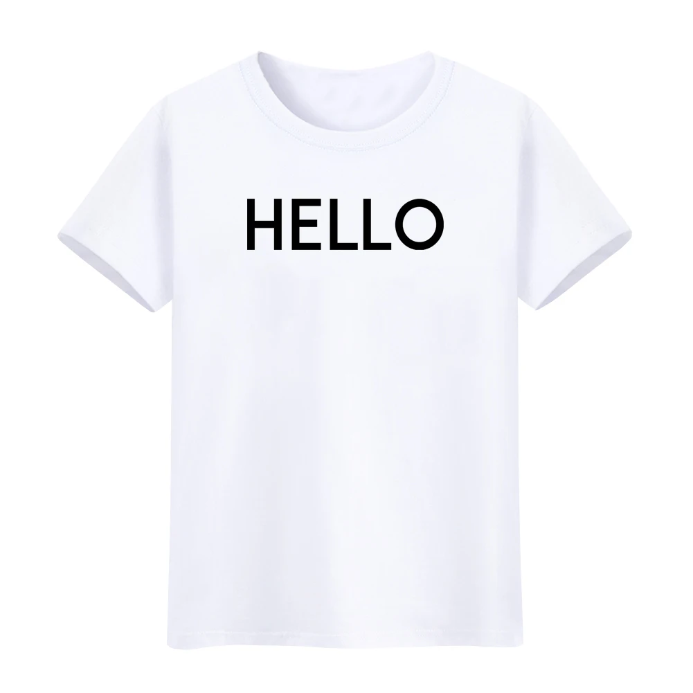 2017 слово Hello печатных мужские футболки хлопковая Футболка Homme повседневные