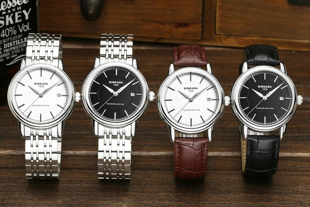 Мужские Простые Классические Механические часы с календарем BINKADA, повседневные мужские часы с автоматическим заводом и датой, деловые наручные часы, часы
