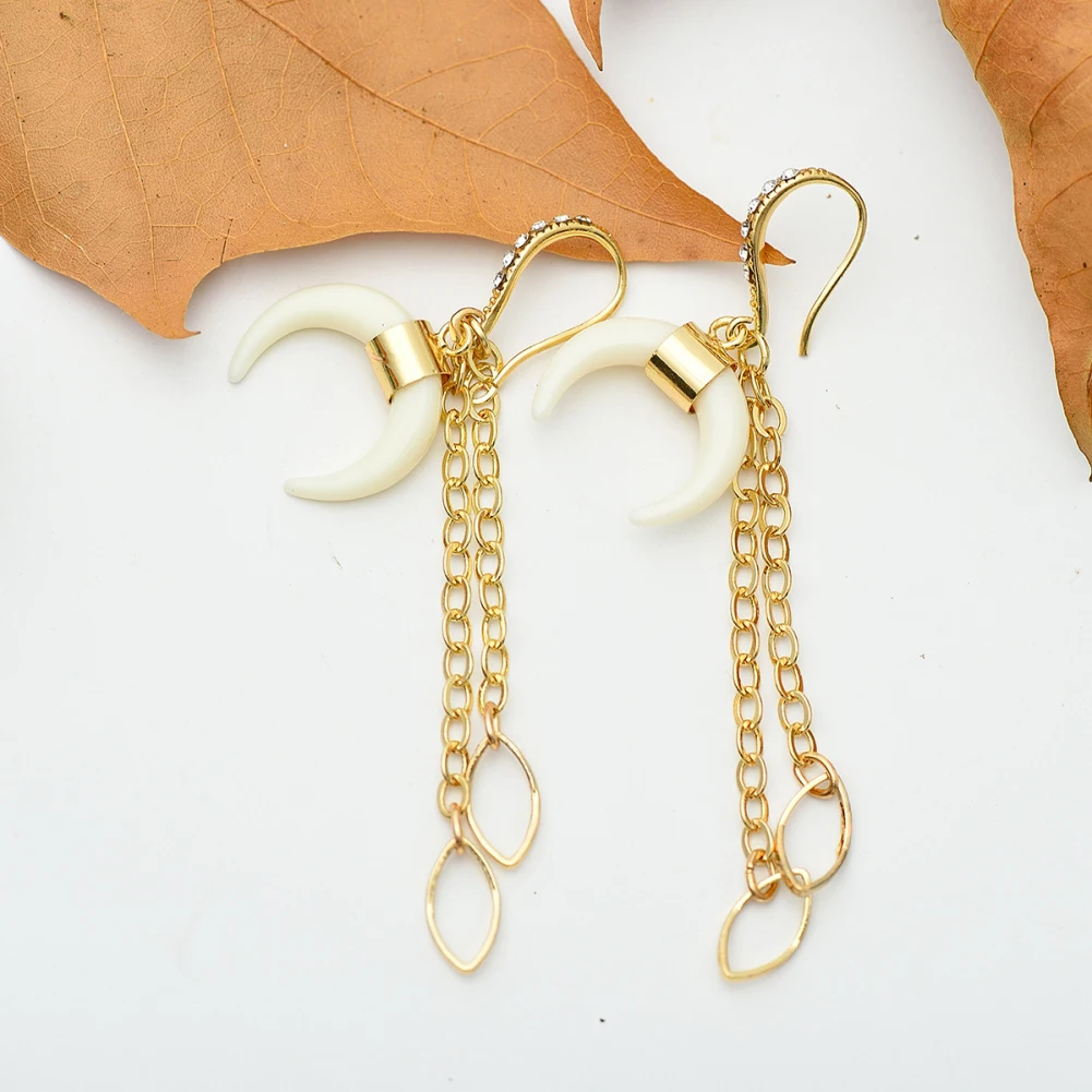 Lureme Женские Простые хрустальные серьги подвески в форме полумесяца рога с