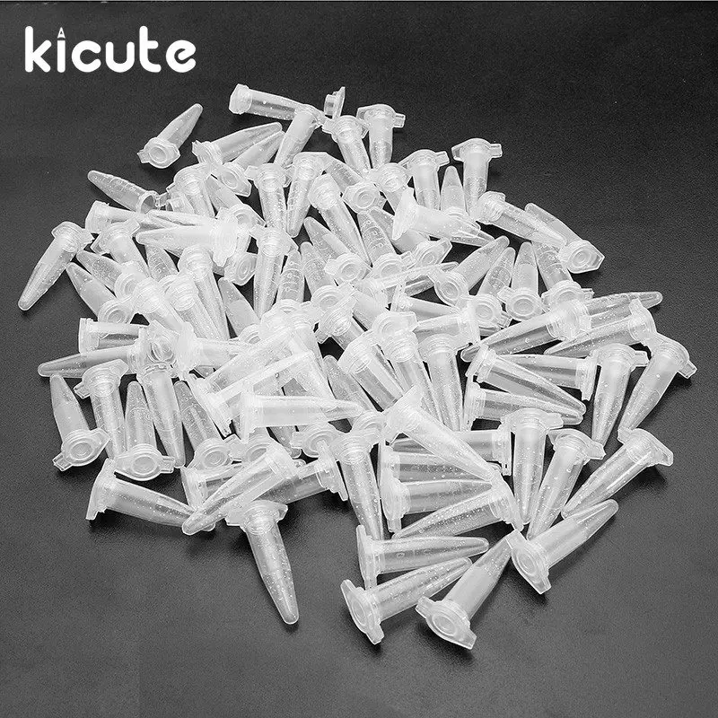 Kicute 100 шт./упак. 0,5 мл центрифужные Тесты трубка из прозрачного полипропилена Градуированный Тесты трубки флакон оснастки Кепки лабораторный образец поставки