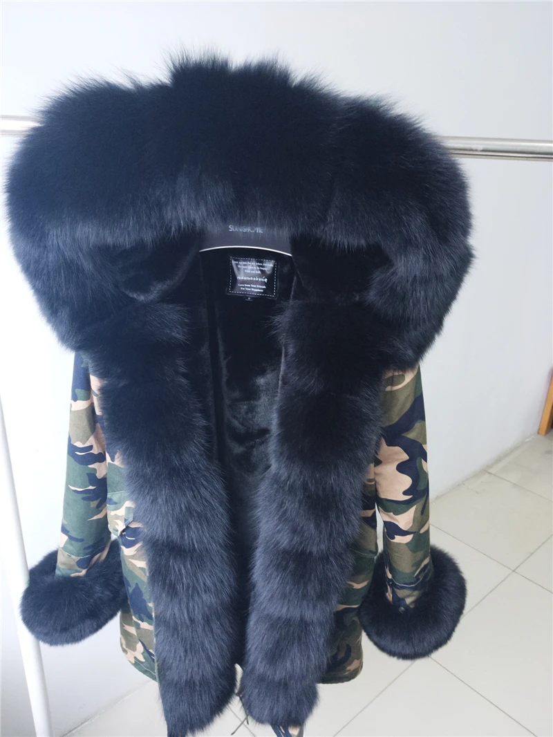 Новое модное женское пальто с мехом лисы Парка уличная мода Длинная куртка с мехом Горячий стиль
