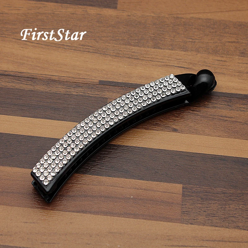 Модная черная пластиковая Заколка банан FirstStar стразы заколка для волос с