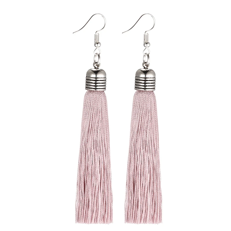 Light Pink LOVBEAFAS этнические серьги с бахромой для женщин, ювелирные изделия в богемном стиле, Висячие длинные серьги, Винтажные серьги - Окраска металла: Light Pink