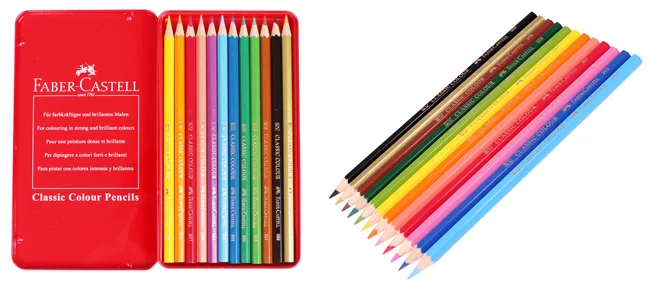 Original Faber Castell Classic 12 Colour Pencils in Metal Tin Box 115844 |