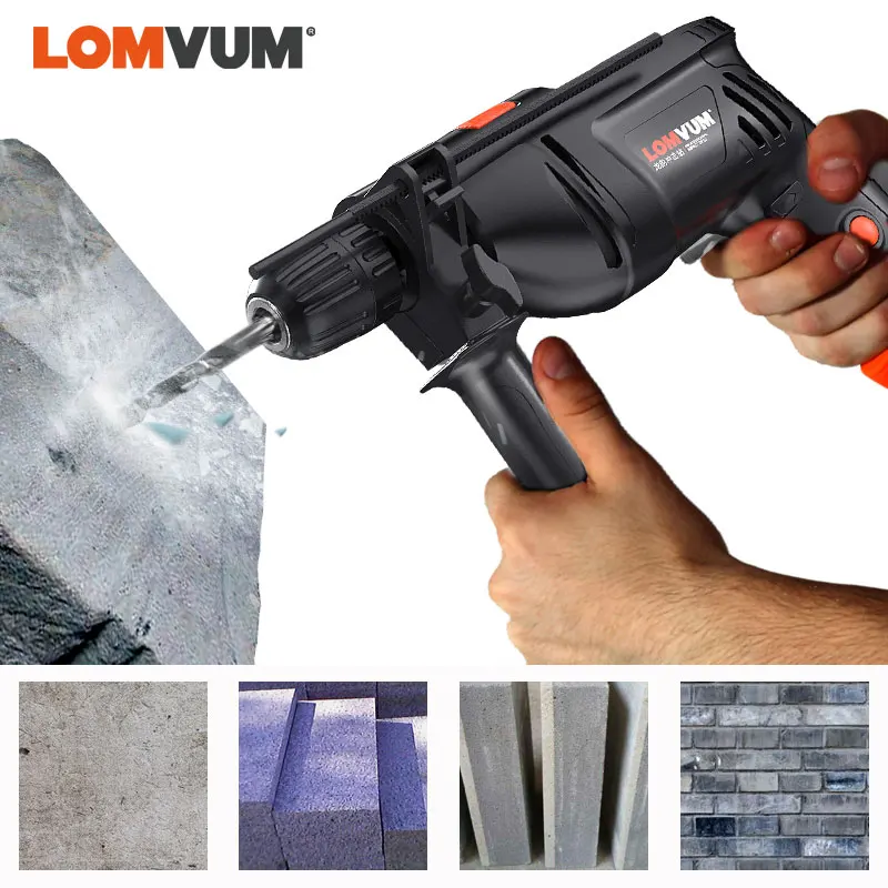 LOMVUM электрическая отвертка перезаряжаемая Ударная дрель молоток Ударная ручная дрель многофункциональный деревообрабатывающий электроинструмент