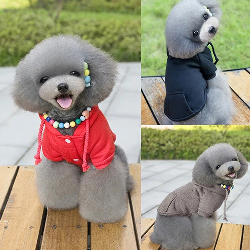 Щенок красивое теплое зимнее с капюшоном толстовка Pet Одежда для собак | Дом и сад