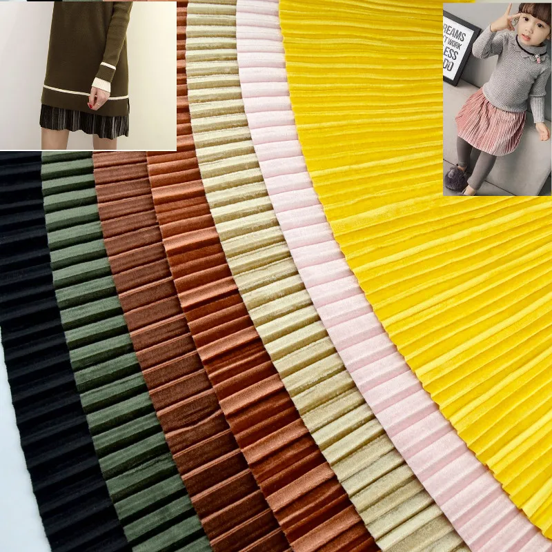 2 метра Модная Золотая Бархатная цветная плиссированная юбка кружевная бейка с