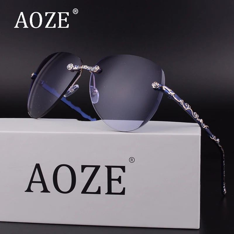 Новинка AOZE Роскошные цветы резьба солнечные очки с градиентными линзами женские