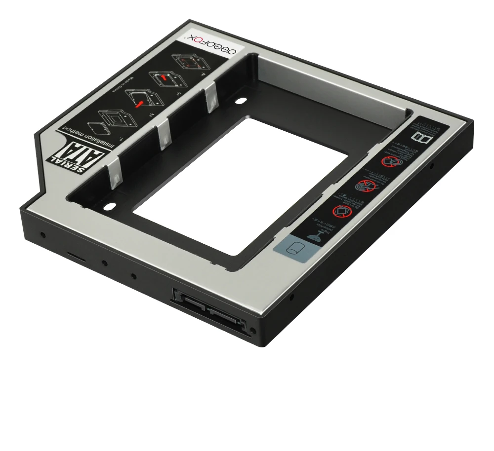 DeepFox алюминиевый Универсальный Optibay 2nd HDD Caddy 12,7 мм SATA3.0 2," SSD CD DVD для HDD чехол Корпус CD-ROM ODD