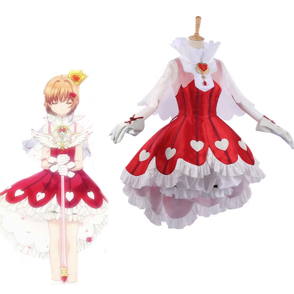 2018 аниме Cardcaptor Clearcard Kinomoto Sakura Косплей Костюм OP2 Сердце розы игры битва платье