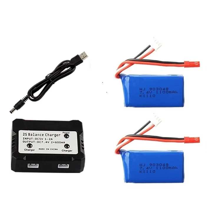 Черный 3 шт. для Wltoys A949 A959 A969 A979 K929 LiPo батарея 7,4 V 1100mah 903048 25c Lipo батарея для RC вертолета самолета автомобилей лодки - Цвет: Черный