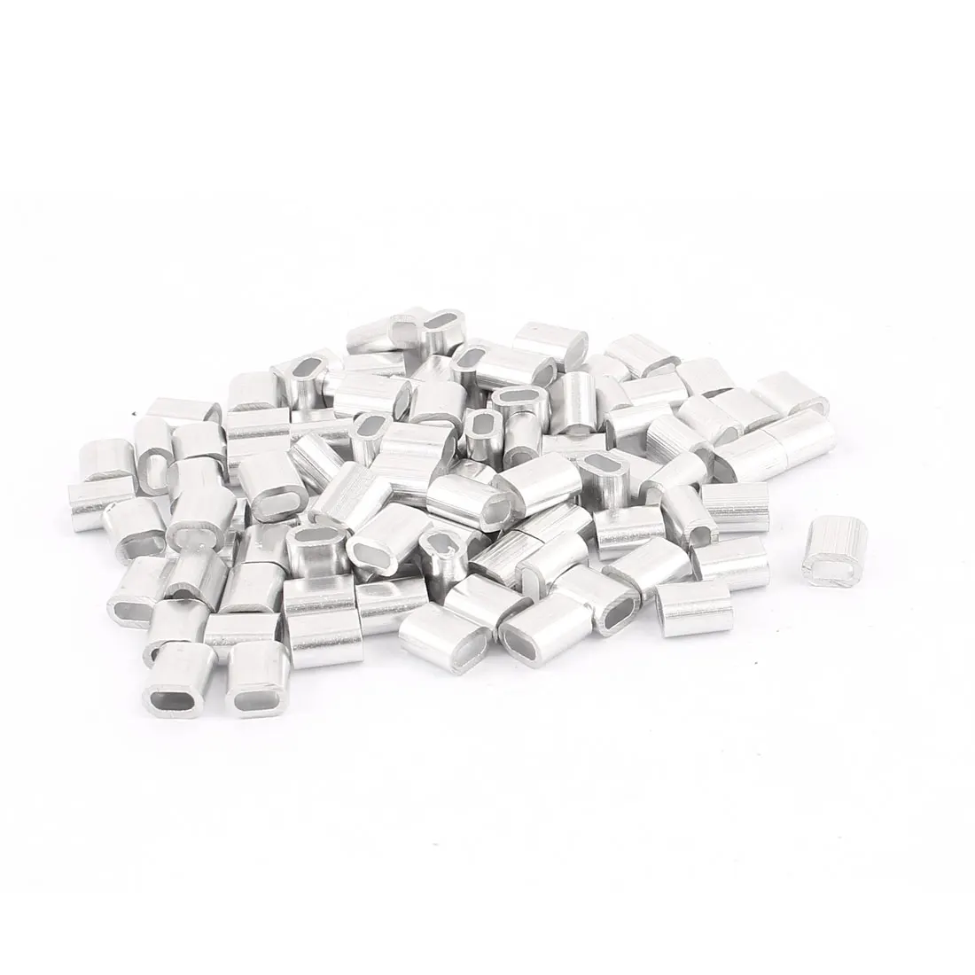 

UXCELL 100 Pcs 2mm 5/64" Steel Wire Rope Aluminum Ferrules Sleeves Silver Tone