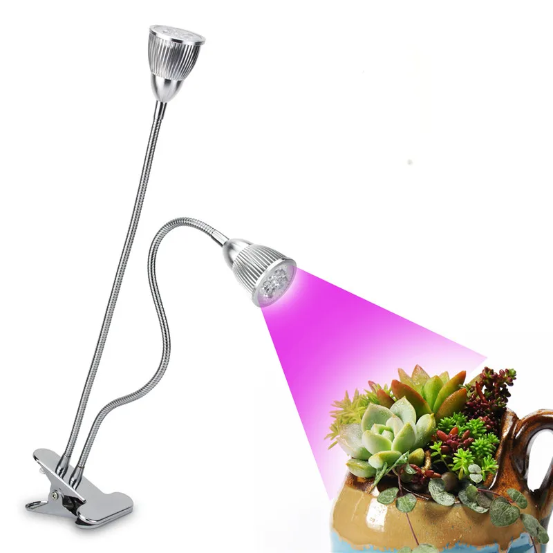 Светодиодная лампа для выращивания растений с двойной головкой, 10 Вт, настольная Светодиодная лампа с зажимом для растений, с поворотом на ... от AliExpress WW