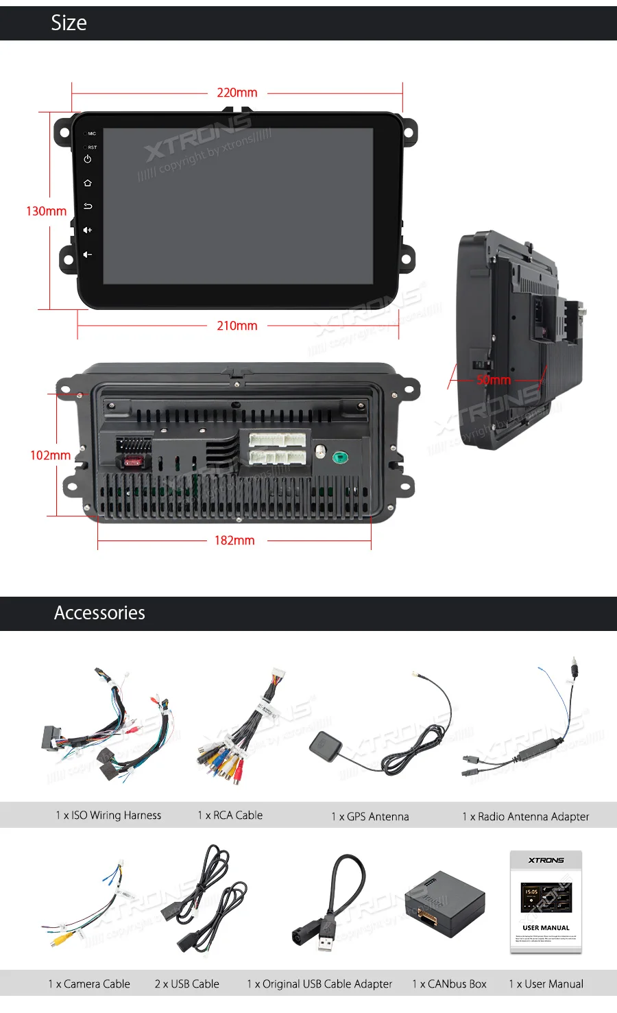 XTRONS " Android 8,1 автомобильный Радио плеер gps RCA OBD без DVD для VW Volkswagen Golf Plus Passat CC Touran Tiguan Sharan для Skoda