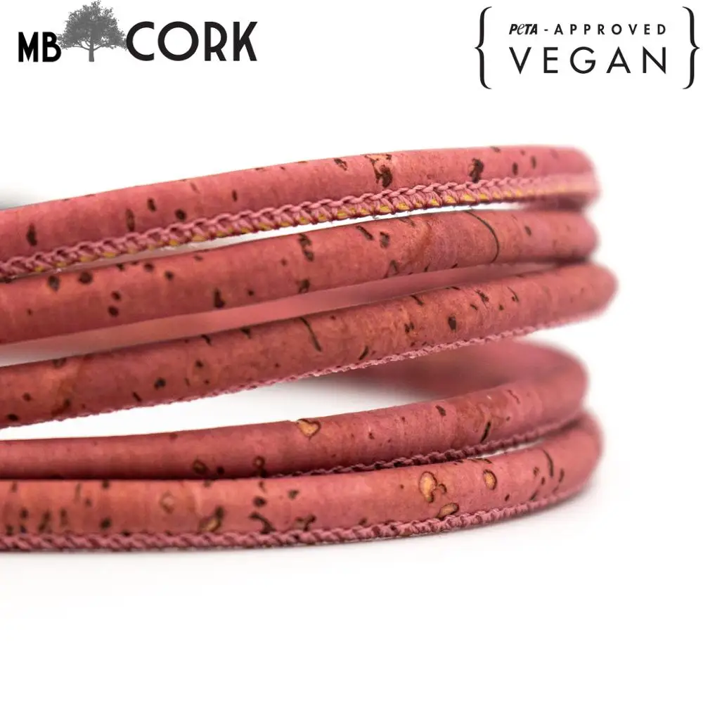 10 meters Old Pink Cork 5mm round cork cord Portuguese jewelry supplies /Findings vegan material Cor-335 | Украшения и аксессуары