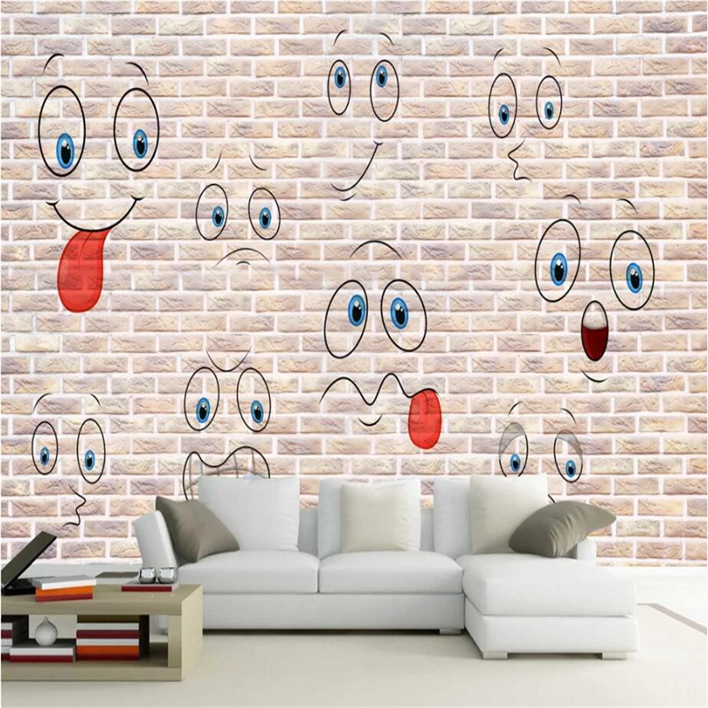 

Cartoon Pattern Wallpapers Custom Photo 3D Murals Brick Stone Photo Wall Papers for Cafe Kids Living Room Background Home Decor