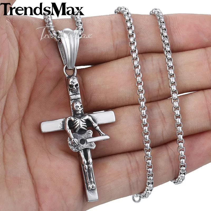 Ожерелье для гитары Trendsmax Готическая Мужская цепь звено из нержавеющей стали 316L 18