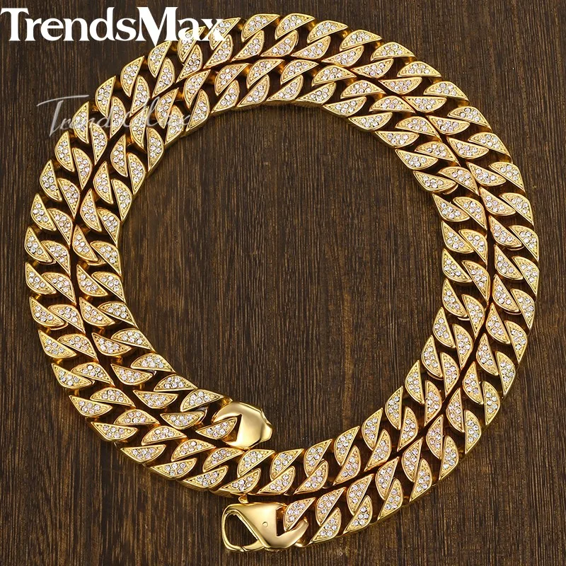 Набор украшений Trendsmax из кубинской цепи Майами с фианитами мужское ожерелье