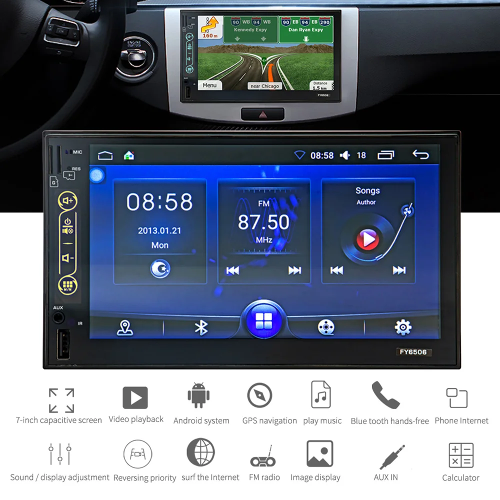 AOSHIKE gps 2 Din Автомобильный мультимедийный плеер 7 ''HD MP5 Bluetooth wifi четырехъядерный