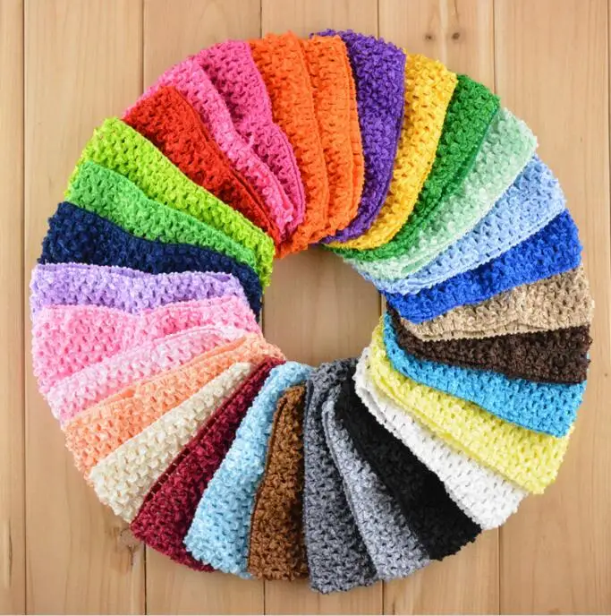 

7 cm Korea Children Knitted elastic headbands Baby Crochet hair band 38 color
