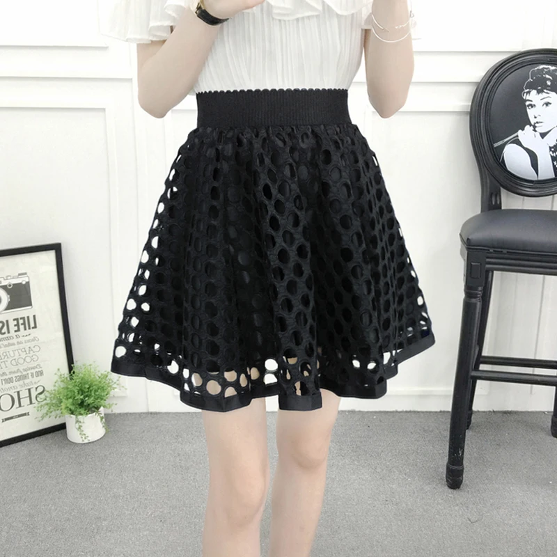 Летний новый сетки юбки женская высокой талии диких puff слово юбка|mesh skirt|waist skirthigh