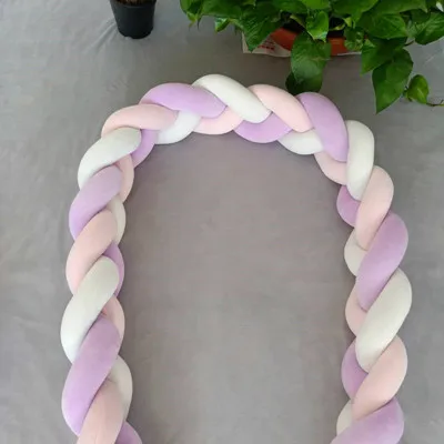 Pink White Purple Скандинавский скрученный узел трикотажная подушка для кроватки, обхват кровати, ручное Тканое одеяло, домашняя детская Милая подушка, украшение детской комнаты - Цвет: Pink White Purple