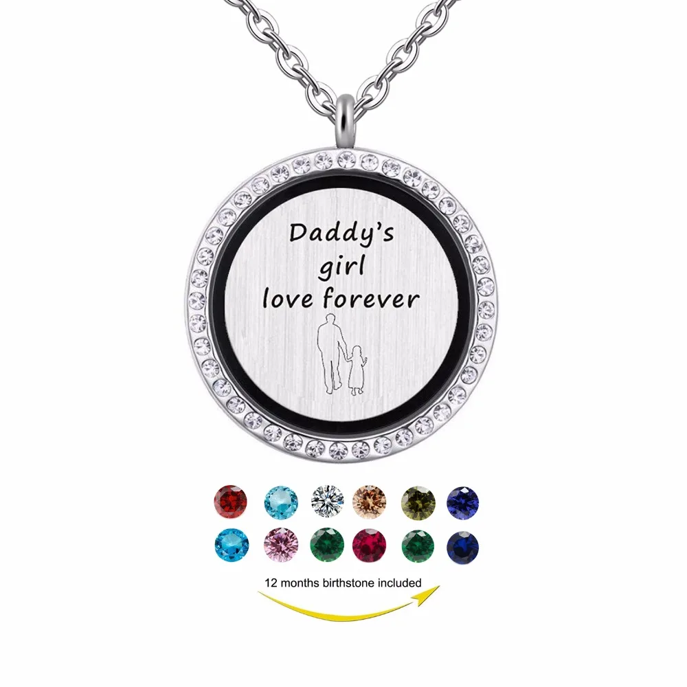 Магнитное ожерелье с плавающим медальоном Daddy's girl love for ever 30 мм подарок для папы