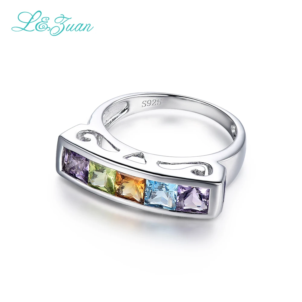 L &amp zuan серебро 925 пробы натуральный 1.03ct Аметист Фиолетовый Камень зубец