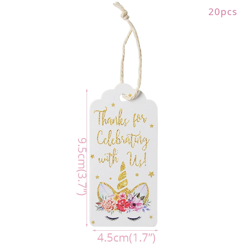 gift box tags Вечерние одноразовые наборы посуды с розовым поясом и повязкой на голову в виде единорога для украшения дня рождения - Цвет: gift box tags