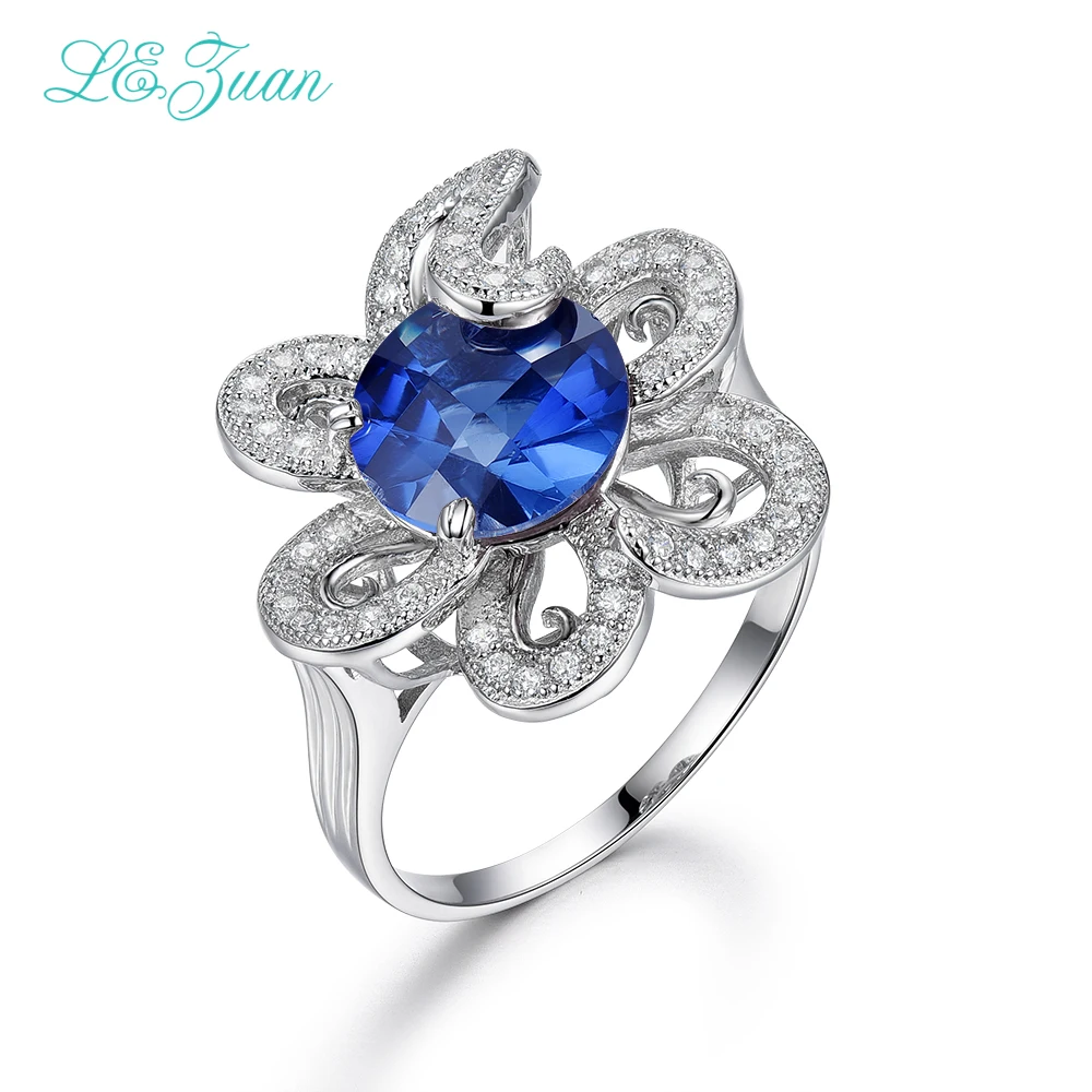 

L&zuan 100% 925 Sterling Silver Jewelry Rings Blue Stone Romantic Luxury Ring Fine jewelry For Women Engagement Gift R0061