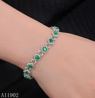 kjjeaxcmy fine jewelry 925 sterling silver inlaid natural gemstone emerald ladies bracelet support inspection