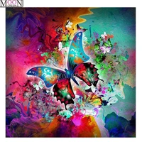 mooncresin diy diamond embroidery color butterfly flower diamond painting cross stitch full square drill rhinestone mosaic decor