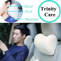 1pcs car headrest neck pillow for seat chair in auto memory foam cushion fabric cover soft head rest travel support