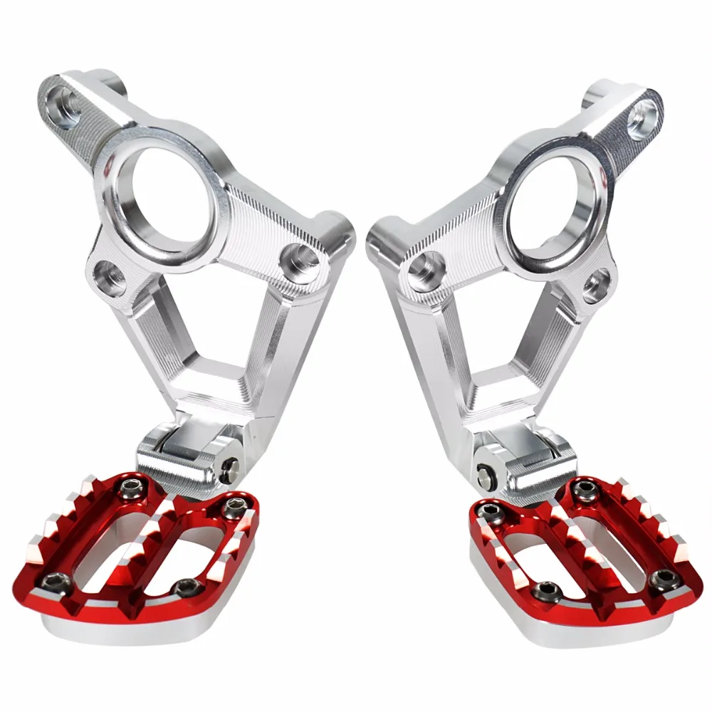 Billet Aluminum Folding Rear Passenger Bracket With Foot Pegs Silver&Red For Honda X-ADV X ADV 750 Motorcycle Models