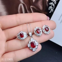 kjjeaxcmy boutique jewelry 925 sterling silver inlaid natural ruby female ring necklace pendant earrings set new support detecti