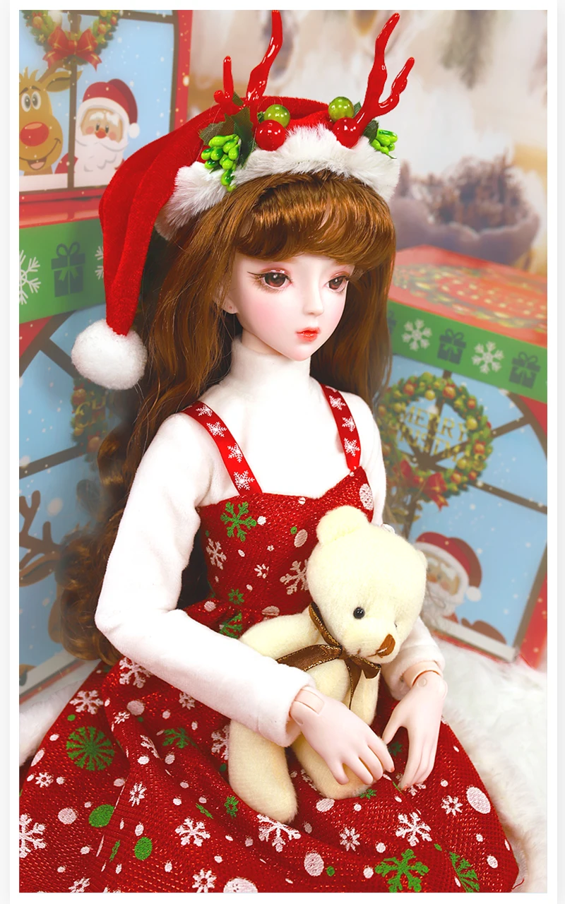 1/3 bjd кукла 62 см шарнир тело кукла белая кожа золотой/каштановые волосы Рождественский костюм шляпа обувь, AI YoSD MSD SD набор игрушка подарок для ребенка DC