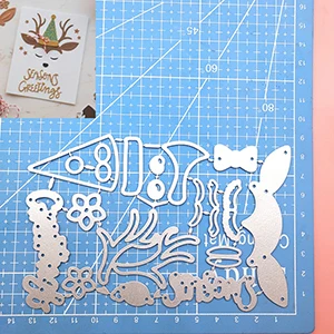 cutting die Рождественский олень, лось, сезон, поздравление, наращивание металла, вырубные штампы, трафарет для поделок, скрапбукинг, альбом, декоративные открытки, изготовление - Цвет: cutting die