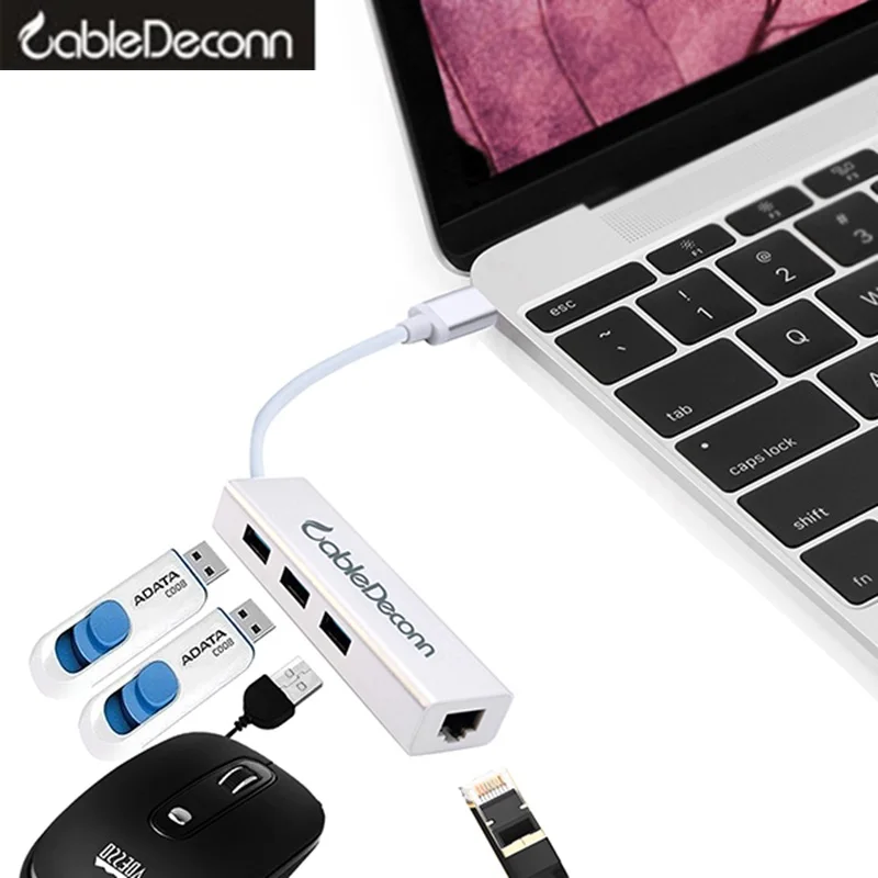 Thunderbolt 3 док станция usb c концентратор usb3.1 TYPE C RJ45 Gigabit Ethernet USB3.0 кабель адаптер для