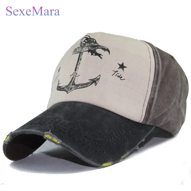 Якоря для лодок узор Шапки хлопок Бейсбол стирка Кепки Snapback шляпа летние хип-хоп