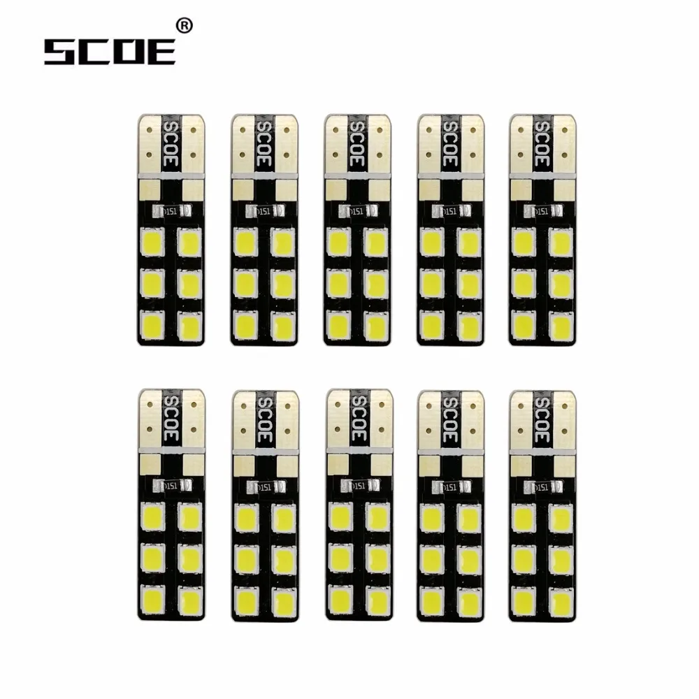 SCOE 10 шт. высокое качество T10 W5W Светодиодная лампа 168 194 2825 12SMD габаритные огни