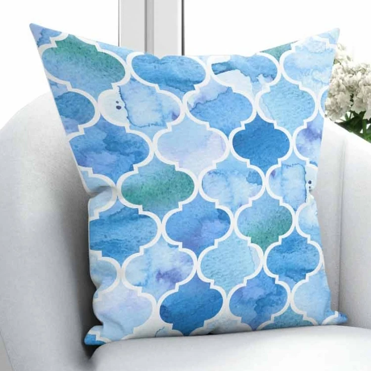 

Else Blue White Watercolor Ogee Geometrics Nordec 3D Pattern Print Throw Pillow Case Cushion Cover Square Hidden Zipper 45x45cm