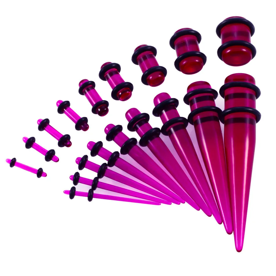 Набор туннелей и плашек из акрила 18 штук 1,6 мм-10 мм с кольцом-орингом для растяжки украшений для тела