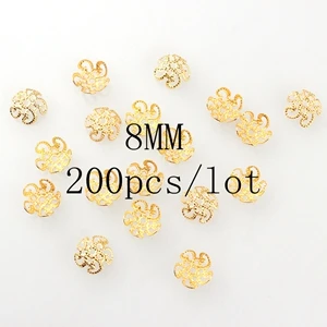 8mm 200 шт./лот 8 мм 10 мм золото 5 лепестков розы разделитель в виде цветка застежки в форме цветка для Аксессуары для изготовления украшений своими руками - Цвет: 8mm