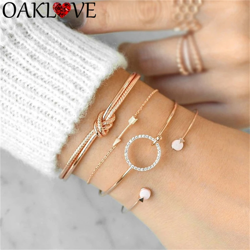 4 шт./компл. простой женский индивидуальный завязанный круг браслет стрелки