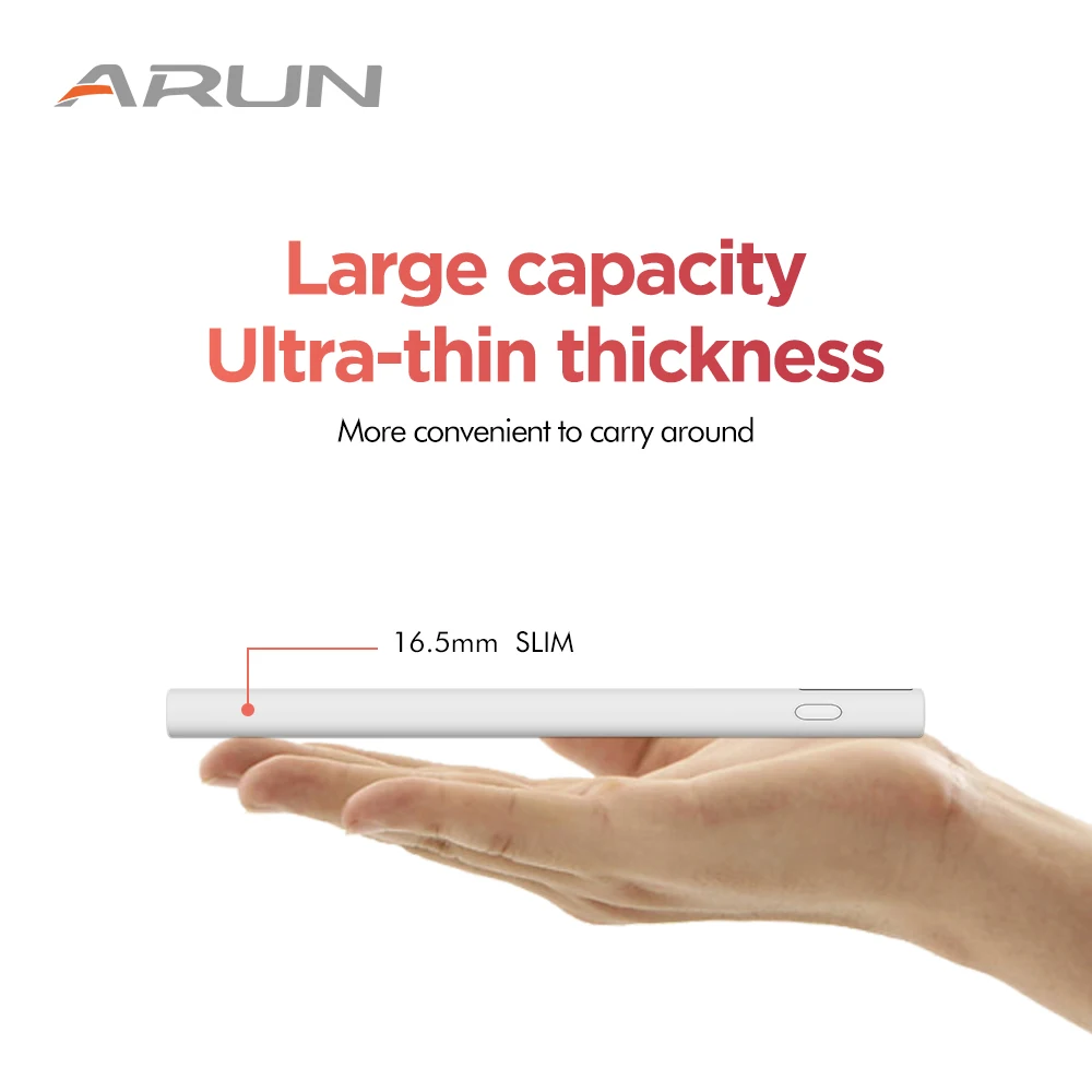 ARUN 12000 мАч Внешний аккумулятор внешний 2 USB светодиодный освещение mi ni портативное
