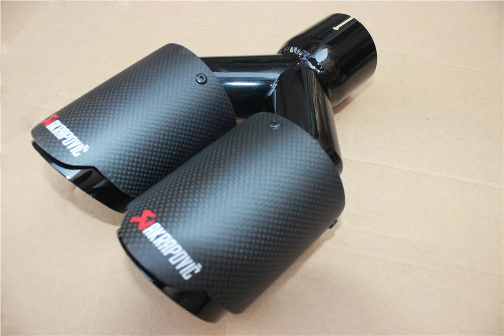 1 шт. двойной AKRAPOVIC углеродное волокно+ нержавеющая сталь выхлопной трубы глушитель матовый черный выхлопной наконечник