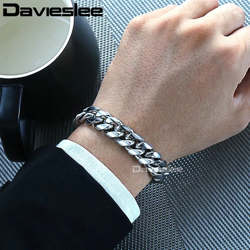Davieslee Womens Mens Jewelry Set Miami Curb Cuban Link 316L Stainless Steel Gold Silver Color 8/12/14mm LHSM01 | Украшения и